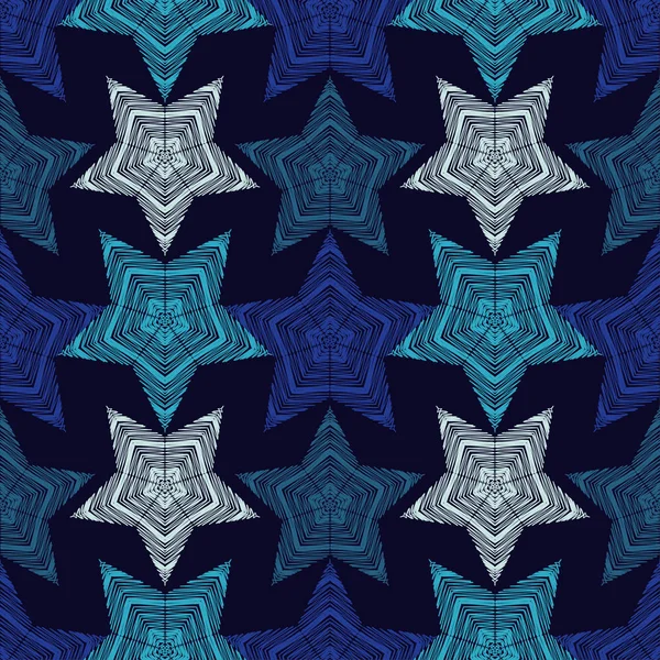 Fondo Sin Costuras Con Estrellas Decorativas Rasguños Textura Relación Textil — Archivo Imágenes Vectoriales