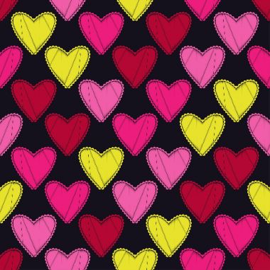 Sorunsuz arka plan dekoratif yürekleri. Sevgililer günü. Doku karalamak. Tekstil rapport.