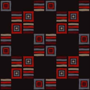 Kesintisiz geometrik desen. Çizgili ve kare desen. Tekstil rapport.