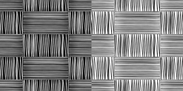 Бесшовный Геометрический Узор Черно Белый Пол Деревянной Текстурой Полосатый Квадратный — стоковый вектор