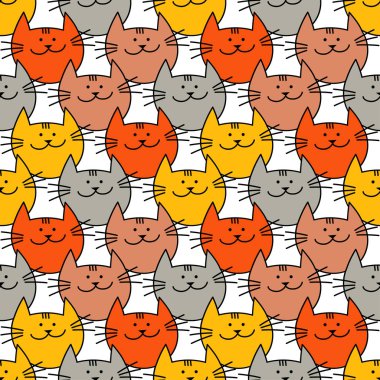 Hipster sevimli kediler ile Seamless modeli. Komik güzel Cats. Kumaş tasarımı, duvar kağıdı. Tekstil rapport.