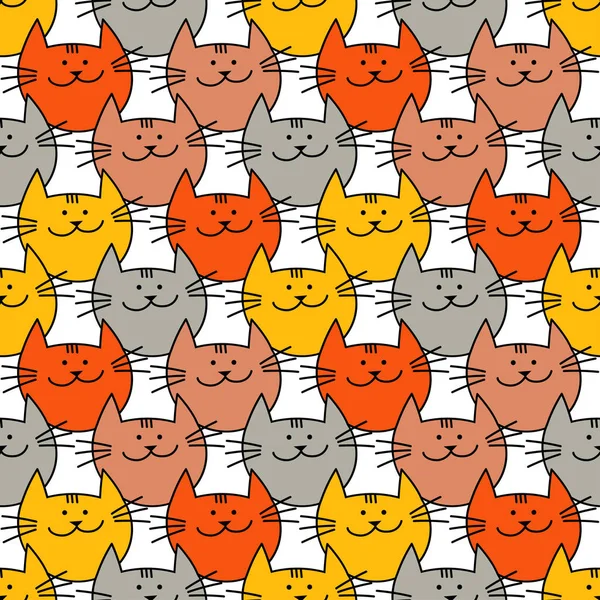 Patrón Sin Costuras Con Hipster Cute Cats Graciosos Gatos Encantadores — Archivo Imágenes Vectoriales