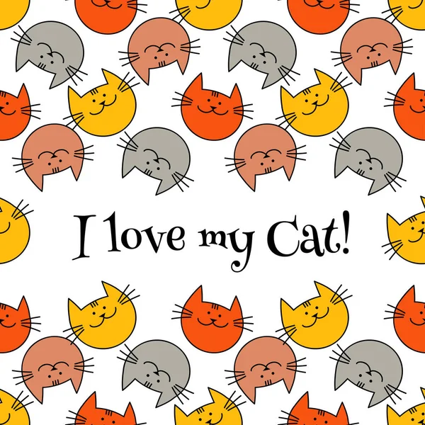 Modèle Sans Couture Avec Hipster Cute Cats Beaux Chats Drôles — Image vectorielle