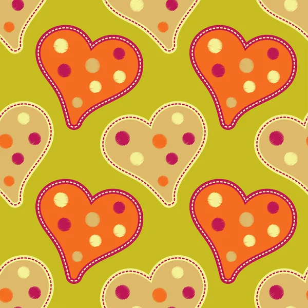 Seamless Background Decorative Hearts Valentine Day Textile Rapport — Stock Vector