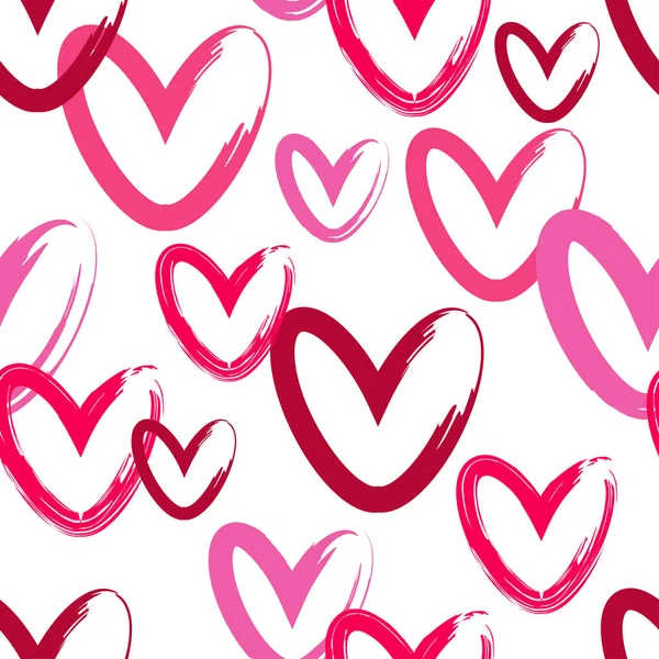 Bezszwowe Tło Dekoracyjne Sercem Valentine Day Rysunek Tuszem Program Rapport — Wektor stockowy