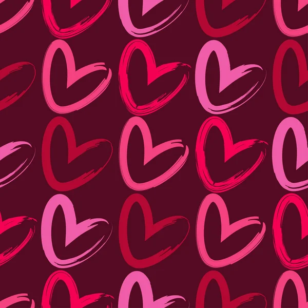 Fond Sans Couture Avec Des Cœurs Décoratifs Saint Valentin Dessin — Image vectorielle