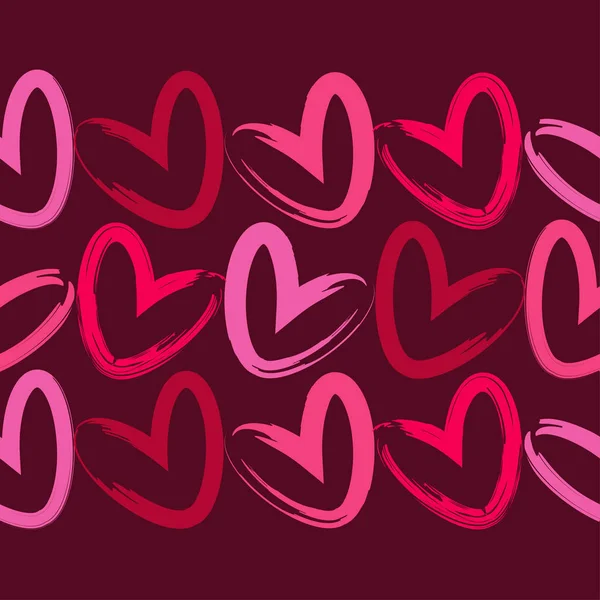 Бесшовный Фон Декоративными Сердцами День Святого Валентина Чернильный Рисунок Текстильное — стоковый вектор