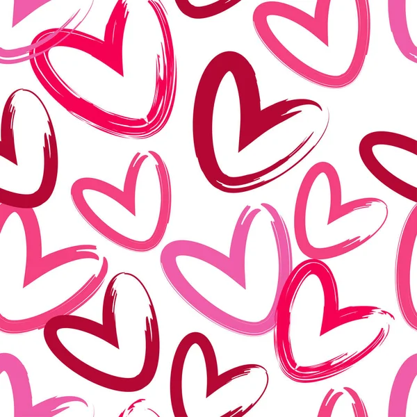 Fondo Sin Costuras Con Corazones Decorativos Día San Valentín Dibujo — Vector de stock