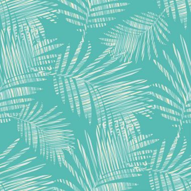 Dekoratif yaprakları ile sorunsuz arka plan. Palmiye yaprakları ile desen. Tekstil rapport.
