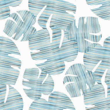 Dekoratif yaprakları ile sorunsuz arka plan. Palmiye yaprakları ile desen. Tekstil rapport.