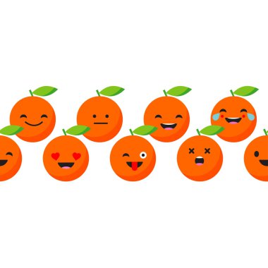 Neşeli portakal ile sorunsuz arka plan. Sevimli çizgi. Vektör çizim. Tekstil rapport.