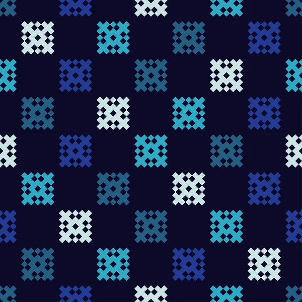 Sömlös Vektorbakgrund Med Norska Snöflingor Texturen Primitiva Snöflingor Pixel Snöflingor — Stock vektor