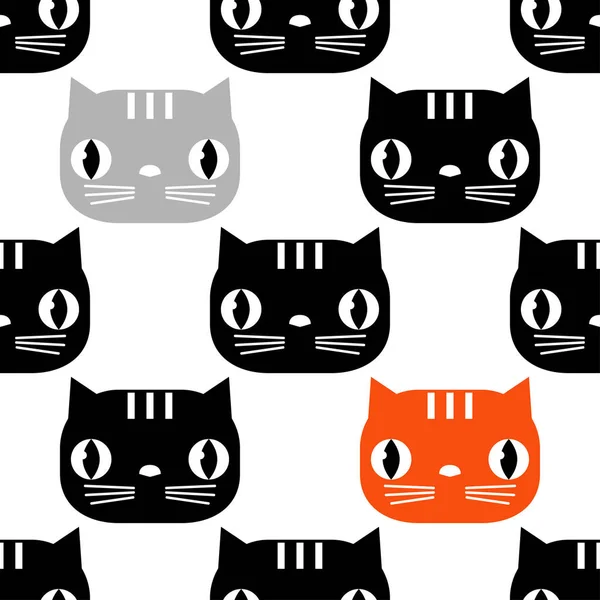 Patrón Sin Costuras Con Cute Cats Graciosos Gatos Encantadores Diseño — Vector de stock