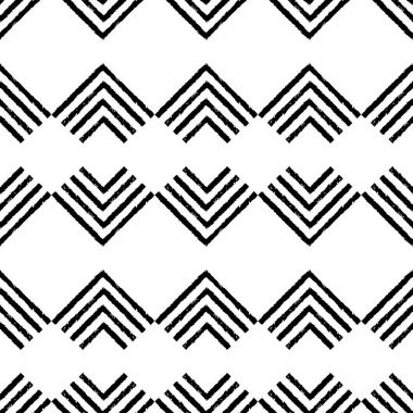 Siyah ve beyaz etnik boho seamless modeli. Çalışmaları. Doku karalamak. Halk motif. Tekstil rapport.