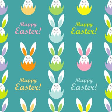 Paskalya yumurtaları ile sorunsuz dekoratif arka plan. Afiş mutlu paskalyalar! Vektör çizim. Tekstil rapport.