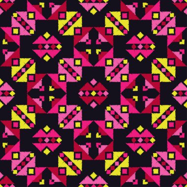 Etnik boho seamless modeli. Kabile desen. Nakış kumaş üzerine. Halk motif. Tekstil rapport.