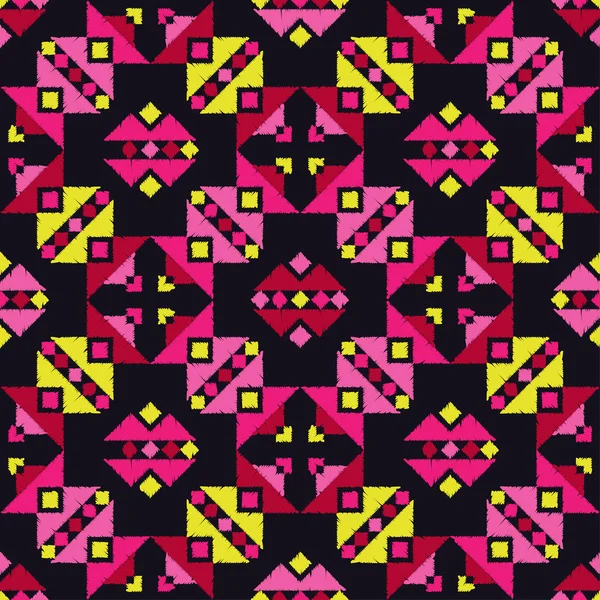 Ethnic Boho Seamless Pattern Tribal Pattern Embroidery Fabric Folk Motif — Stock Vector