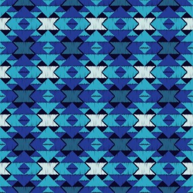 Etnik boho mavi seamless modeli. Nakış kumaş üzerine. Kabile desen. Halk motif. Tekstil rapport.