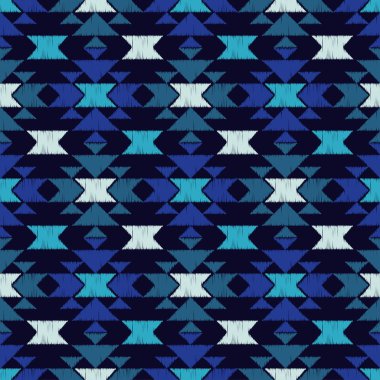Etnik boho mavi seamless modeli. Nakış kumaş üzerine. Kabile desen. Halk motif. Tekstil rapport.