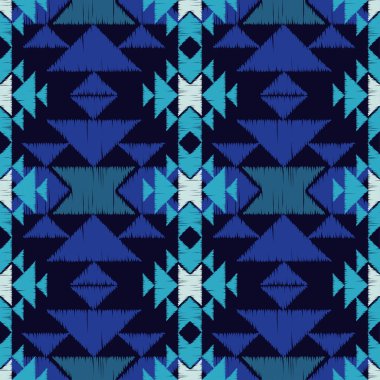 Etnik boho mavi seamless modeli. Nakış kumaş üzerine. Kabile desen. Halk motif. Tekstil rapport.