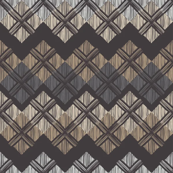 Modèle Sans Couture Boho Ethnique Texture Griffonner Broderie Sur Tissu — Image vectorielle