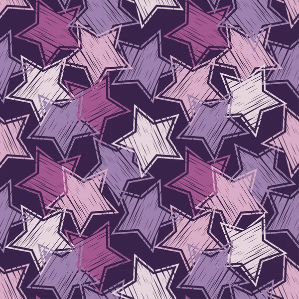 Varratmentes Háttérben Díszítő Csillagok Karcolások Textúra Textil Rapport — Stock Vector