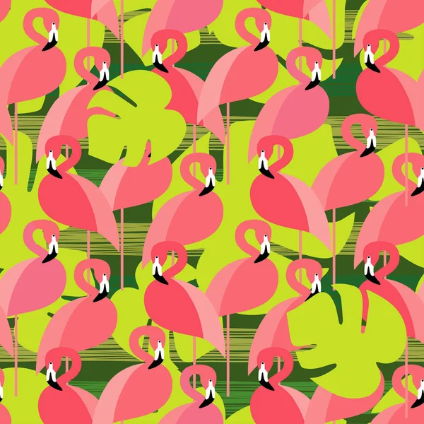 Fundo Vetorial Sem Costura Com Padrão Flamingos Cor Rosa Flamingos —  Vetores de Stock