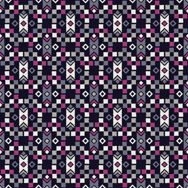 Ethnic Boho Seamless Pattern Embroidery Fabric Tribal Pattern Folk Motif — Stock Vector