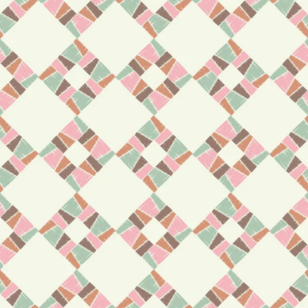 Varrat Nélküli Geometriai Mintázat Textúra Négyzetek Scribble Textúra Textil Rapport — Stock Vector