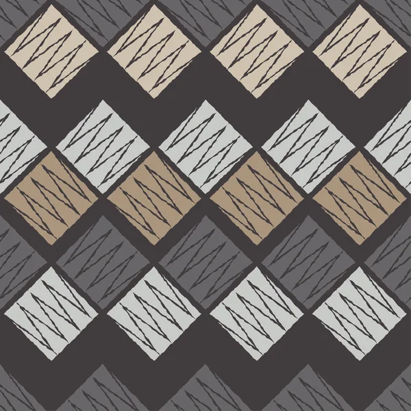 Padrão Geométrico Sem Emenda Textura Dos Quadrados Coroas Relação Têxtil — Vetor de Stock