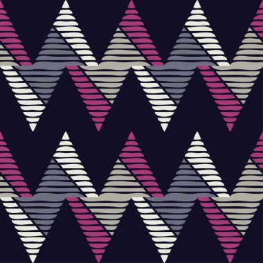 Kesintisiz geometrik desen. Üçgenler ve dalgalı çizgiler doku. Tekstil rapport.