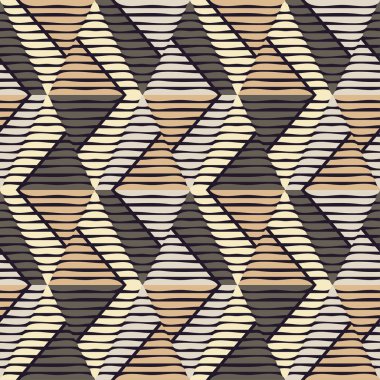 Kesintisiz geometrik desen. Üçgenler ve dalgalı çizgiler doku. Tekstil rapport.