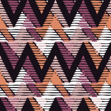 Kesintisiz geometrik desen. Üçgenler ve dalgalı çizgiler doku. Tekstil rapport.