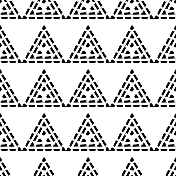 Patrón Geométrico Sin Costuras Textura Blanco Negro Triángulos Dibujados Gotas — Archivo Imágenes Vectoriales