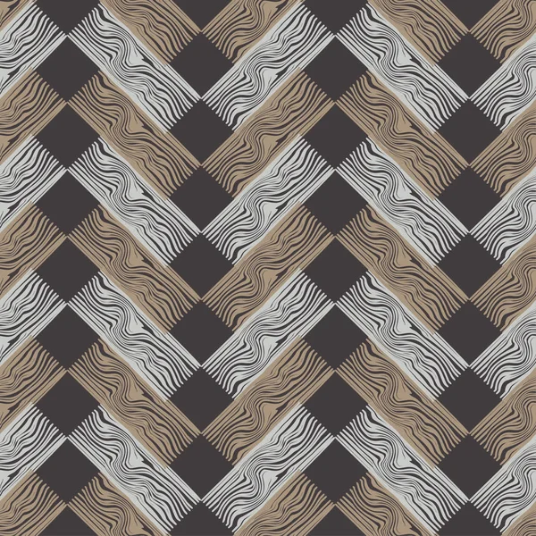 无缝几何图案 棕色地板 木质纹理 涂鸦纹理 纺织品和谐 — 图库矢量图片
