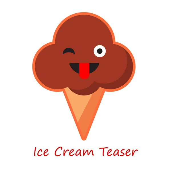 Banner Emotions Ice Cream Cute Cartoon Vector Illustration — Stock Vector