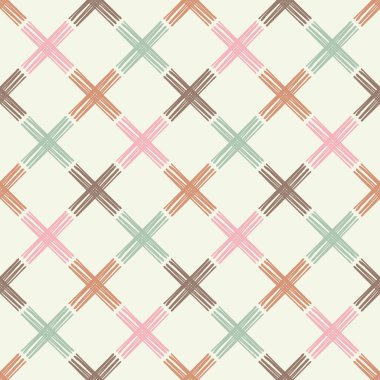 Dikişsiz soyut geometrik desen. Doku ile haçlar. El ile tarama. Doku karalamak. Tekstil rapport.