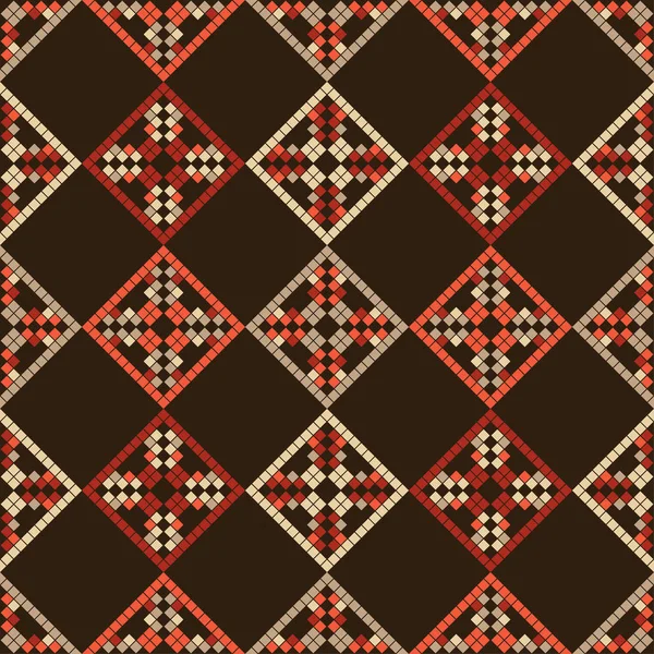 Pixel Mosaico Padrão Sem Costura Ornamento Tradicional Padrão Tribal Motivo —  Vetores de Stock