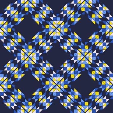 Etnik boho kusursuz desen. Dantelli. Kumaş üzerine nakış. Yama dokusu. Dokuma. Geleneksel süs. Kabile düzeni. Halk motifi. Web tasarımı veya yazdırma için vektör illüstrasyonu.