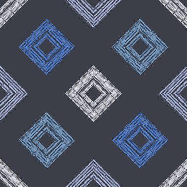 Etnik boho kusursuz desen. Dantelli. Kumaş üzerine nakış. Yama dokusu. Dokuma. Geleneksel süs. Kabile düzeni. Halk motifi. Web tasarımı veya yazdırma için vektör illüstrasyonu.