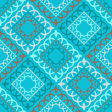 Etnik boho kusursuz desen. Dantelli. Kumaş üzerine nakış. Yama dokusu. Dokuma. Geleneksel süs. Kabile düzeni. Halk motifi. Web tasarımı veya yazdırma için vektör illüstrasyonu.