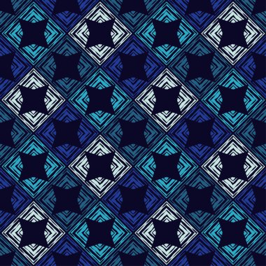 Etnik boho kusursuz desen. Dantelli. Kumaş üzerine nakış. Yama dokusu. Dokuma. Geleneksel süs. Kabile düzeni. Halk motifi. Web tasarımı veya yazdırma için vektör illüstrasyonu.