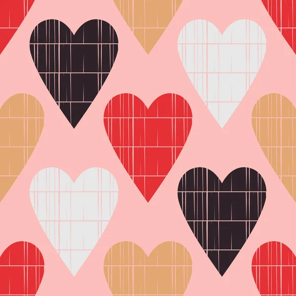 Modèle Sans Couture Avec Des Cœurs Décoratifs Saint Valentin Illustration — Image vectorielle