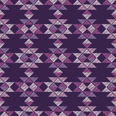 Etnik boho kusursuz desen. Dantelli. Kumaş üzerine nakış. Yama dokusu. Dokuma. Geleneksel süs. Kabile düzeni. Halk motifi. Web tasarımı veya yazdırma için vektör illüstrasyonu.