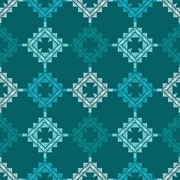 Etnische Boho Naadloos Patroon Kant Borduren Stof Patchwork Textuur Weven — Stockvector