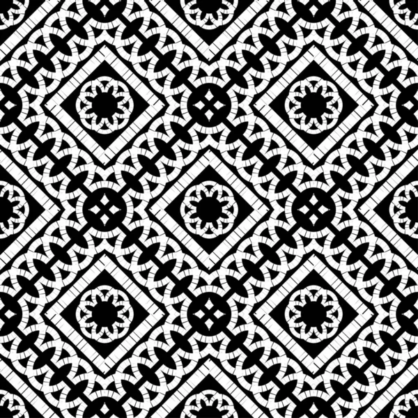 Diseño Blanco Negro Patrón Étnico Boho Sin Costuras Encaje Bordado — Archivo Imágenes Vectoriales