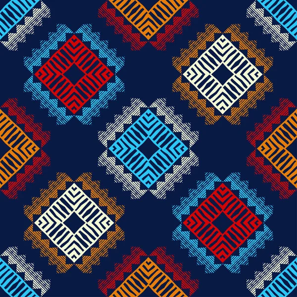 Patrón Étnico Boho Sin Costuras Encaje Bordado Tela Textura Patchwork — Vector de stock