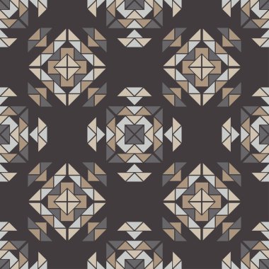 Etnik boho kusursuz desen. Dantelli. Kumaş üzerine nakış. Yama dokusu. Dokuma. Geleneksel süs. Kabile düzeni. Halk motifi. Web tasarımı veya yazdırma için vektör illüstrasyonu.