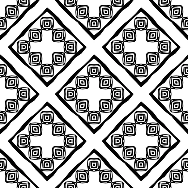 Zebra Çizgili Siyah Beyaz Tasarım Etnik Boho Kusursuz Desen Dantelli — Stok Vektör