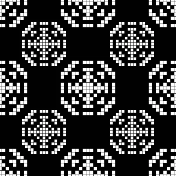 Pixels Ethnic Boho Ornament Seamless Pattern Tribal Motif Vector Illustration — 스톡 벡터